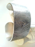 Wood Grain Engraved Cuff Bracelet | Wide Faux Bois Bracelet