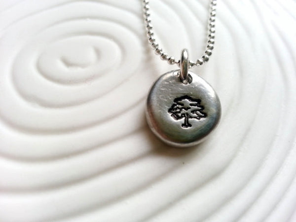 Tree Necklace- Spring Tree Hand Stamped Personalized Jewelry