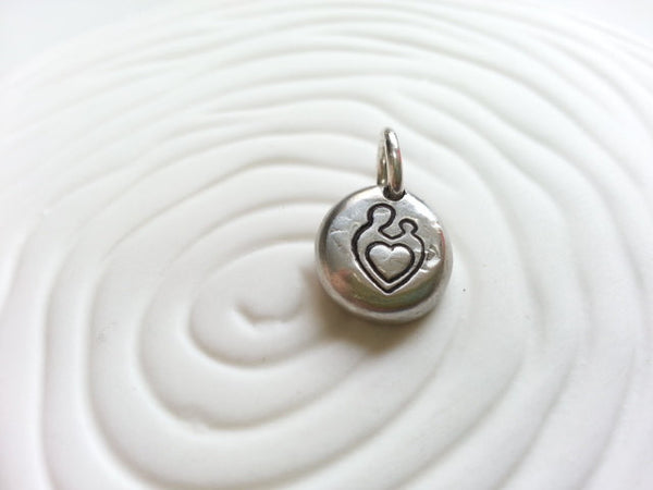 Mother and Child Personalized Hand Stamped Necklace Charm