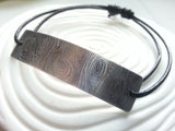 Wood Grain Engraved Men's Bracelet- Engraved Aluminum and Leather Bracelet