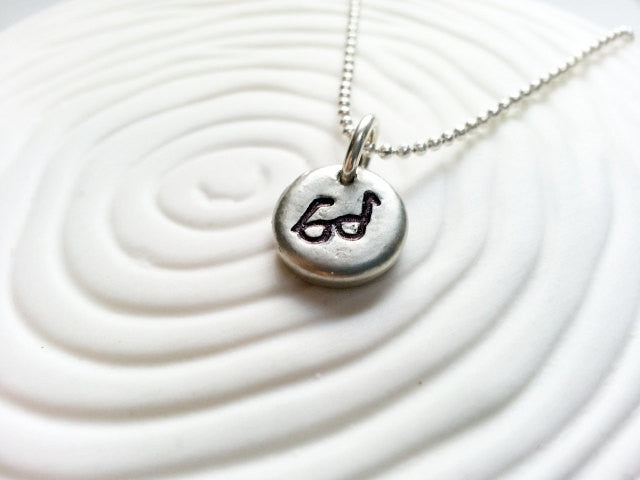 Eye Glasses Necklace- Hand Stamped Personalized Necklace
