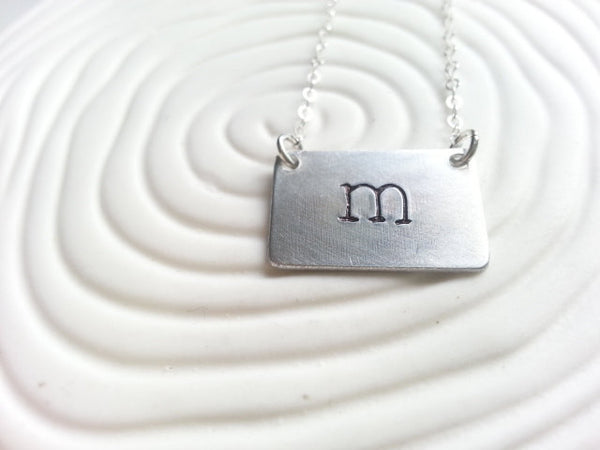 Hand Stamped Personalized Initial Necklace- Lowercase Typewriter Initial