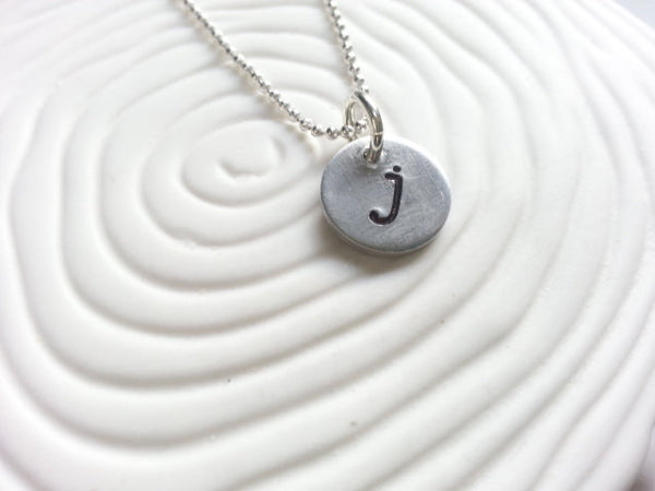 Hand Stamped Personalized Initial Necklace- Lowercase Typewriter Initial
