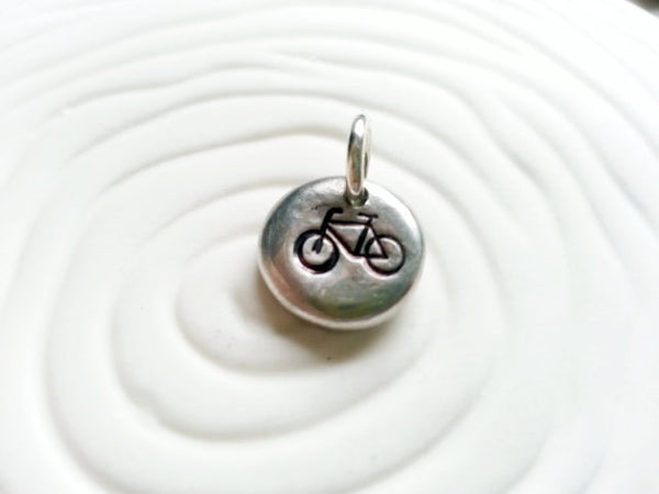 Bicycle Charm- Personalized, Hand Stamped Bike Charm