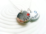 Tiny Font Name and Birthstone Charm | Pebble Jewelry