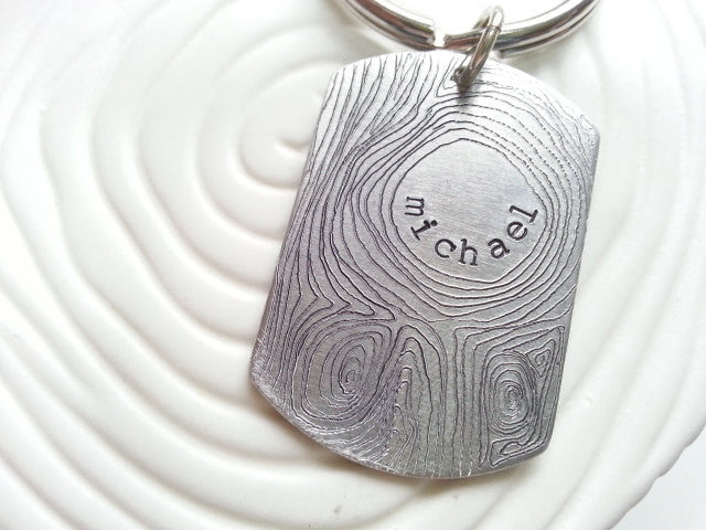 Personalized Keychain- Wood Grain Personalized Engraved Men's Key Chain- Groomsman Gift