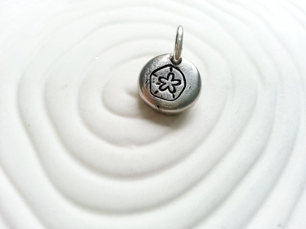 Sand Dollar Personalized Hand Stamped Charm- Beach Jewelry- Nautical Charm