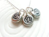 Personalized Hand Stamped Yoga Necklace - Peace Sign, Ohm and Lotus Flower Charms