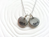 Personalized Hand Stamped 2 Name Necklace - Mothers Jewelry