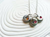 Personalized Initial Three Charm Necklace- Initial with Birthstone Swarovski Crystal for Mother's Jewelry
