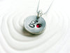 Personalized Hand Stamped Upcycled Vintage Button Birthstone Initial Necklace - Stamped Initial Birthstone Necklace