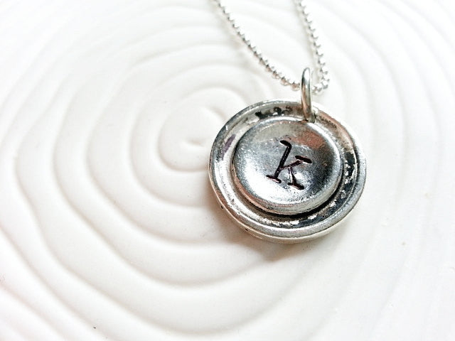 Personalized Initial Necklace - Hand Stamped Typewriter Key Initial Necklace