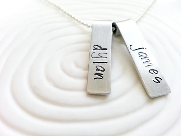 Personalized Hand Stamped Name Necklace - Mother's Necklace - Two Name Mother's Jewelry