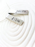 Rolled Top Name Tag Necklace | Minimalist Mother's Necklace