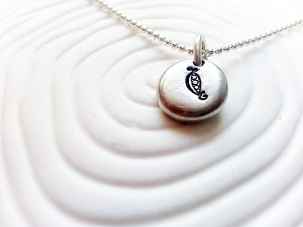 Hand Stamped Sweet Pea Necklace - New Baby Necklace- Maternity Necklace
