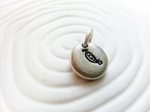 Sweet Pea Charm- Hand Stamped Pea Pod Charm for Mother's or Maternity Necklace