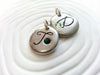 Personalized Hand Stamped Script Initial and Birthstone Necklace Charm for Mother's Necklace