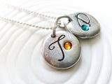 Elegant Initial Necklace | Birthstone Initial | Pebble Collection