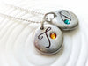 Elegant Initial Necklace | Birthstone Initial | Pebble Collection