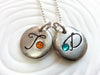 Elegant Initial Necklace | Birthstone Initial | Pebble Collection