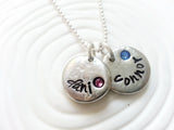 Birthstone Pebble Necklace | Mother's Name Necklace