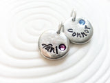 Personalized Hand Stamped Name and Birthstone Necklace Charm for Mother's Necklace