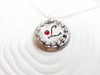 Leaf Border Recycled Button Necklace | Birthstone Initial