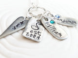 Family Necklace | Charm Ring Family Names Necklace