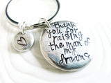 Thank You For Raising The Man Of My Dreams Keychain - Personalized, Hand Stamped Wedding Keychain - Mother in Law Gift