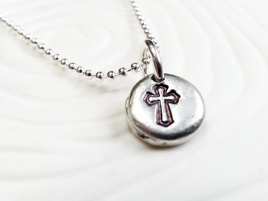 Engraved crucifix necklace deals