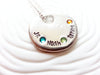Mother's Necklace - Three Name, Personalized, Hand Stamped Birthstone Name Necklace