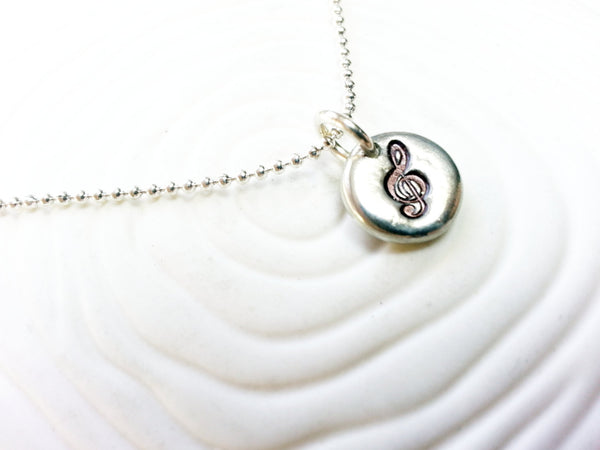 G Clef - Treble Clef Hand Stamped Personalized Necklace - Music Lover's Gift- Musician Gift
