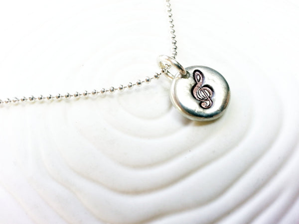 G Clef - Treble Clef Hand Stamped Personalized Necklace - Music Lover's Gift- Musician Gift