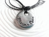 Hand Stamped, Personalized Large Pewter Pebble and Leather Necklace - Man's Necklace - Graffiti Necklace - Custom Text