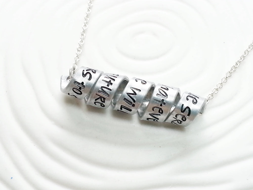 Secret Message Necklace - Hand Stamped, Personalized Custom Text  Swirled Bar Necklace
