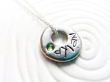 Birthstone Pebble Washer | Organic Mother's Necklace