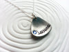 Teardrop Birthstone Mother's Necklace | Concave Shape | Personalized Name Necklace