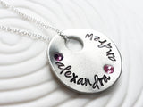 Floating Hole Disc Necklace | Mother's Birthstone Name Necklace