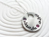 Floating Hole Disc Necklace | Mother's Birthstone Name Necklace
