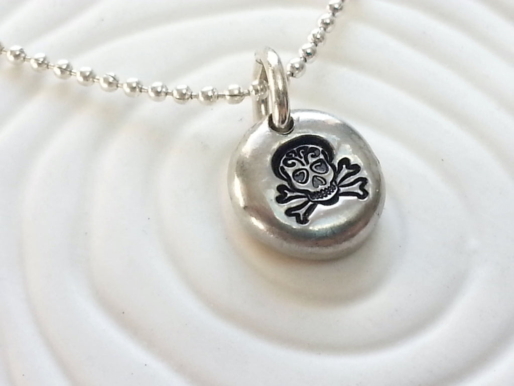 Sugar Skull Necklace - Personalized Jewelry - Dia De Los Muerta - Hand Stamped Skull Necklace - Day of the Dead - Skull Jewelry