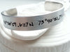 Latitude and Longitude Wide Cuff Bracelet | Graffiti Text Cuff | Unisex Cuff