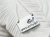 Spec-tacular Necklace - Hand Stamped Personalized Glasses Necklace - Custom Text Necklace - Gift for Her - Geek Gift - Bar Necklace