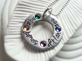 Name and Birthstone Washer | Mother's or Grandmother's Necklace