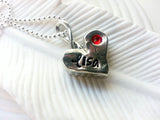 Thick Heart Birthstone Necklace | Organic Heart
