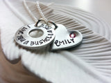 I Love You A Bushel & A Peck Necklace | Birthstone Washer and Heart Necklace | Mother's Necklace