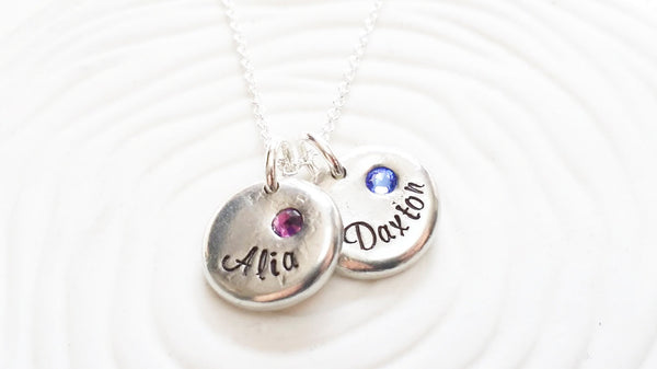 Mother's Necklace - Personalized Jewelry - Birthstone Name Necklace - Grandmother Necklace - Hand Stamped Jewelry - Mother's Day Gift