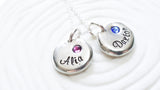 Birthstone Pebble Necklace | Pewter or Fine Silver Option