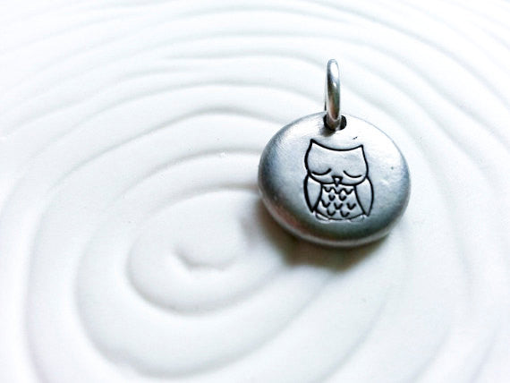 Owl Charm- Personalized Hand Stamped Necklace Charm