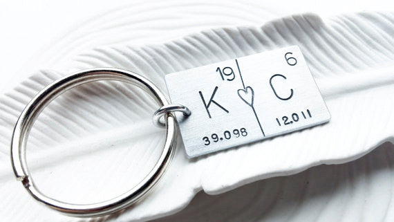 Periodic Table Couples Keychain - Hand Stamped, Personalized Element Keychain - Pick any 2 Elements - Geek Gift - Gift for Couples