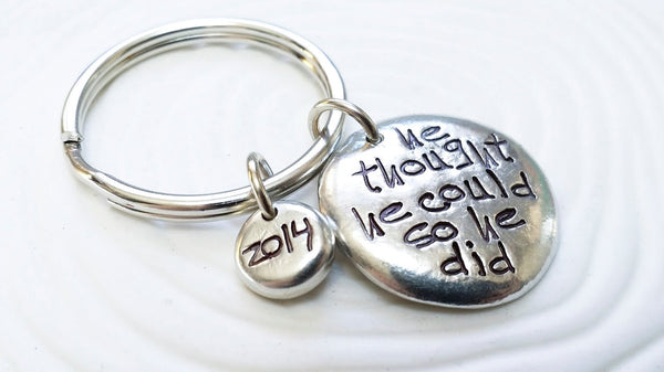 Personalized Key Chain - Hand Stamped Personalized Keychain - He Thought He Could So He Did - Graduation Gift for Him- 2014 Graduates